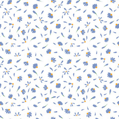 Fototapeta na wymiar Seamless pattern with cute chamomile flowers