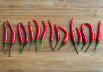 Red chilli pepper on chopping block