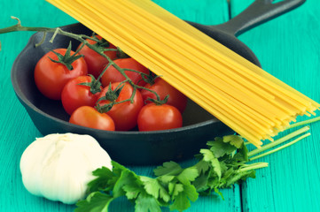 Pasta dish ingredients
