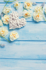 Background with decorative heart and flowers