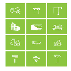 Construction objects icons vector windows