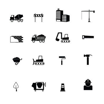 Construction objects icons vector