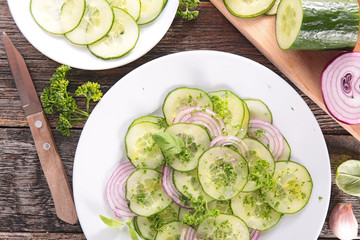 cucumber salad with onion and cooking oil