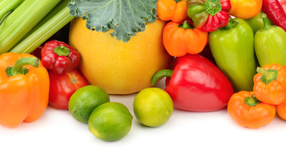 Fototapeta na wymiar Assortment fresh fruit and vegetables