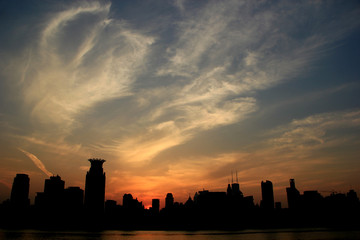 Fototapeta na wymiar Sunset in Shanghai, China