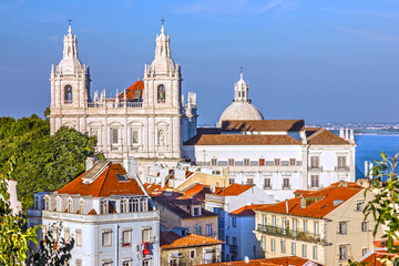 Fototapeta na wymiar Panoramic view on Saint Vicente de Fora Monastery, Lisbon, Portu