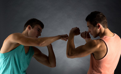 Fototapeta na wymiar young men wrestling