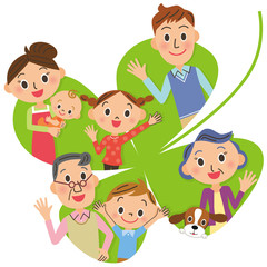 四つ葉のクローバーと仲良し三世家族