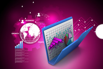 Fototapeta premium folder with diagram, chart, graph