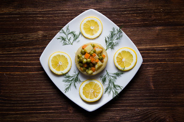 artichoke, vegetarian meal, top view