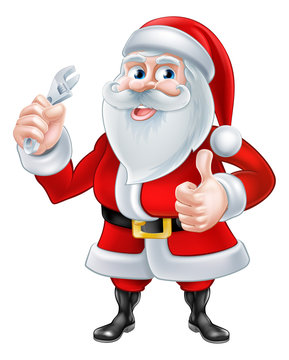 santa claus holding wrench giving thumbs up clip art preview