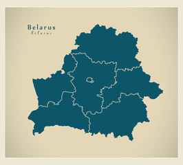Modern Map - Belarus with regions BY