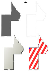 Lake County (Florida) outline map set