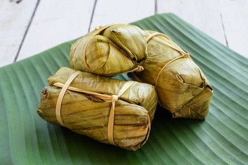 Thai Sweets  bunch of mush with banana filling