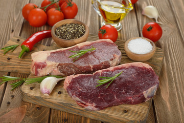 Raw ribeye steak
