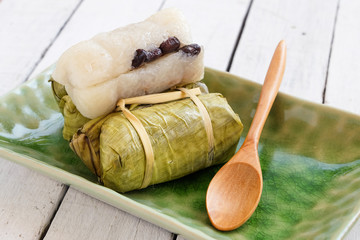Thai Sweets  bunch of mush with banana filling