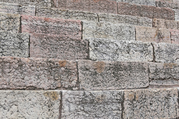 detail of the ancient limestone steps of Roman Arena