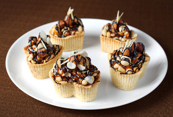 Dessert with nuts.