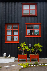 Fototapeta na wymiar Facade of a house in Torshavn. Faroe Islands