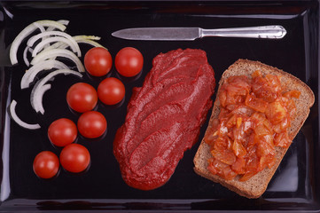 Red vegetarian food.