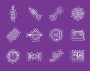 Realistic Car Parts and Services icons - Vector Icon Set 1