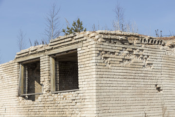 a fragment of the destroyed brick building