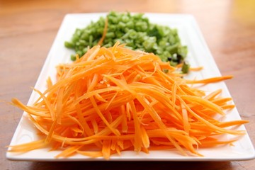 grated carrot and beans