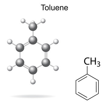 Structural formula and model of toluene