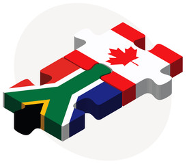 South Africa and Canada Flags in puzzle