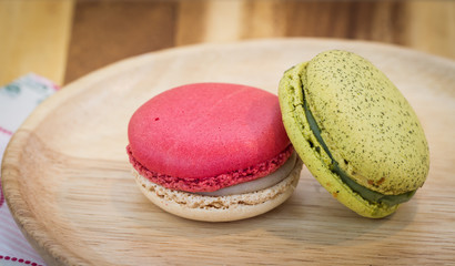 colorful macarons in vintage tone