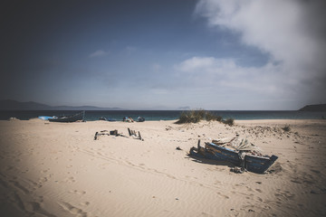 Fototapeta na wymiar Landscape with sandy beach of Tangier, Morocco, Africa