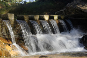 Dam on the river in the Sant Salvador Park