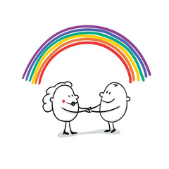 Liebespaar unterm Regenbogen