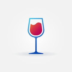 Blue glass of red wine vector icon