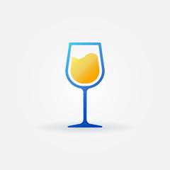 Blue glass of white wine vector icon
