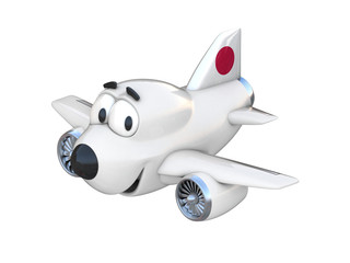 Cartoon airplane with a smiling face - Japan flag