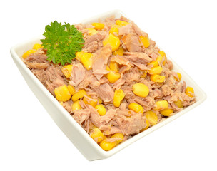 Tuna Fish And Sweet Corn Mixture In Dish