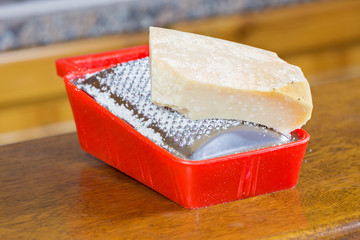 Parmesan cheese on grater