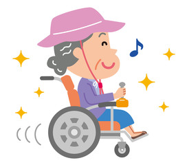 電動車椅子　高齢者　おばあさん　
