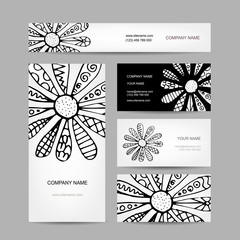 Business cards collection, abstract floral design