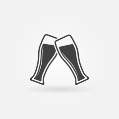 Two glasses of Beer vector icon