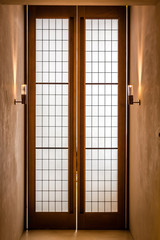 a window door with two lights 