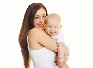 Portrait of happy young mom and cute baby together