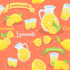 Lemonade Seamless Pattern Illustration Red