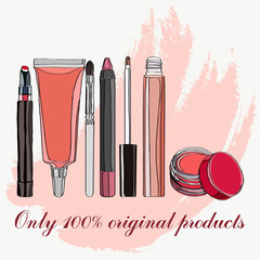 cosmetics for lips - some lip gloss and lipstick