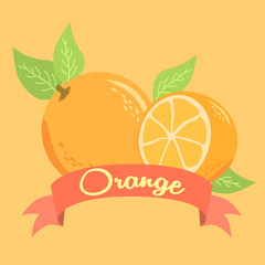 Orange Fruit Design Poster with Red Banner