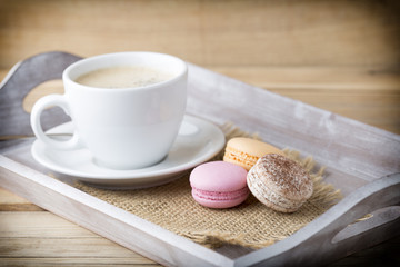 Coffee and macaroons.