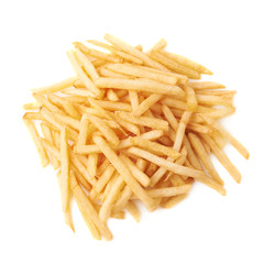 Pile of french fries potatoes isolated