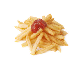 Pile of french fries potatoes isolated
