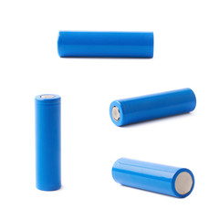 Blue rechargeable battery isolated
